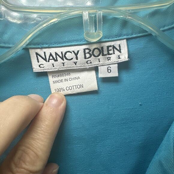 Nancy Bolen City Girl Womens Jacket SZ 6 Blue Studded Snap Up 3/4 Sleeve *Read - Picture 3 of 6